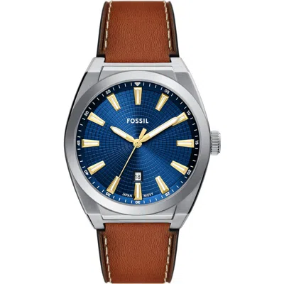 Fossil Everett Chronograph Leather Strap Watch, 44mm In Multi