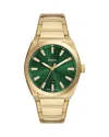 Fossil Men's Everett Three-hand Date Gold-tone Stainless Steel Watch, 42mm In Green/gold
