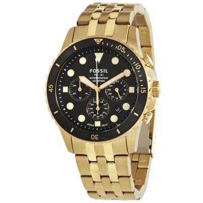 Fossil Men's Fb-01 Chrono Black Dial Watch In Black / Gold Tone