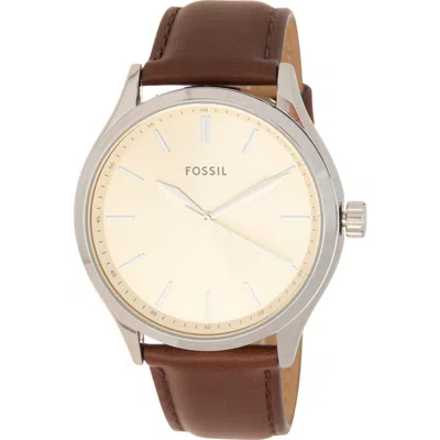 Fossil Fenmore Three-hand Quartz Leather Strap Watch, 44mm In Brown