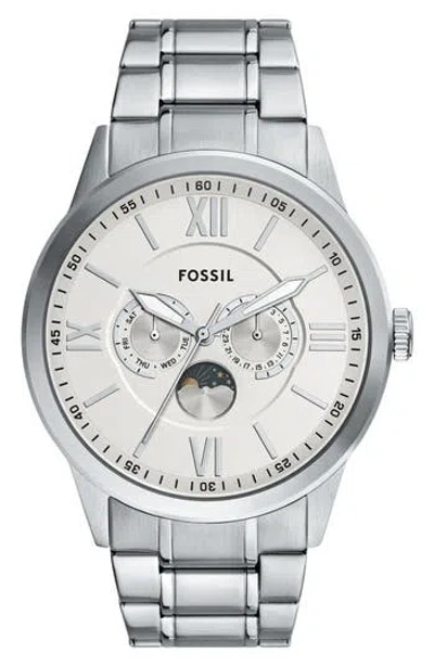 Fossil Flynn Multifunction Bracelet Watch, 48mm In Silver