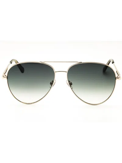 Fossil Fos 2140/g/s Sunglasses In Lgh Gold/green Shaded