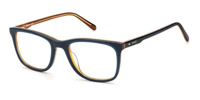 Fossil Fos 7109 Pjp Men's Glasses Blue Size 51 - Free Lenses - Blue Light Block Available In Blue Brown