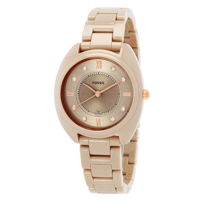 Fossil Gabby Quartz Crystal Brown Dial Ladies Watch Ce1110 In Brown / Gold Tone / Rose / Rose Gold Tone