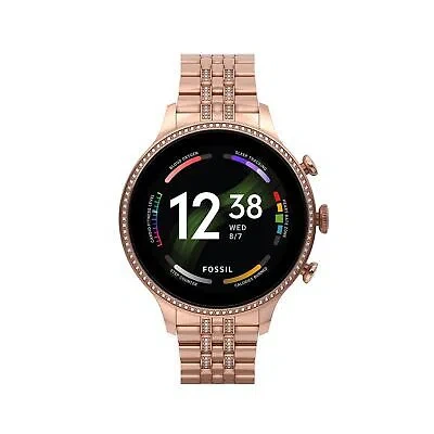 Pre-owned Fossil Generation 6 Touch Screen Smart Watch Ftw6077 Pink Gold 42mm