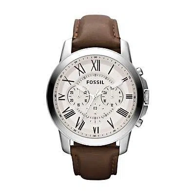 Pre-owned Fossil Grant Chronograph Beige Dial Men's Watch - Fs4735