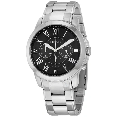 Fossil Grant Chronograph Black Dial Stainless Steel Men's Watch Fs4736