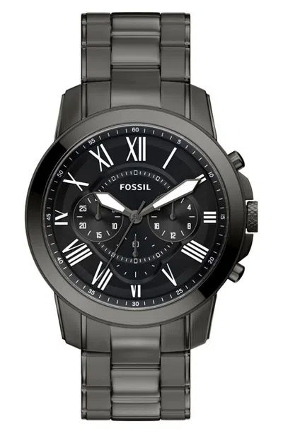 Fossil Grant Chronograph Bracelet Watch, 44mm In Gunmetal/black