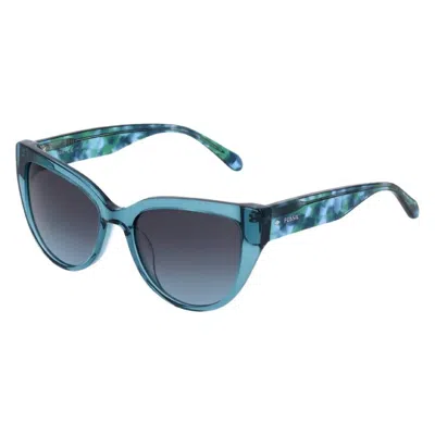 Fossil Grey Petrol Cat Eye Ladies Sunglasses Fos 2125/s 0vgz/i7 52 In Blue