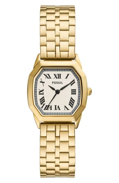 Fossil Harlow Three Hand Watch, 27mm In Cream/gold