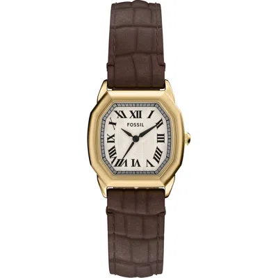 FOSSIL FOSSIL HARLOW CROC EMBOSSED LEATHER STRAP WATCH, 27MM