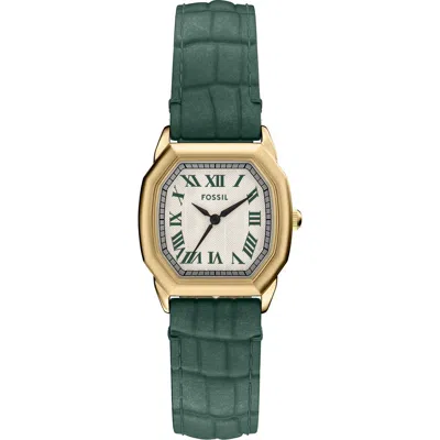 FOSSIL FOSSIL HARLOW CROC EMBOSSED LEATHER STRAP WATCH, 27MM