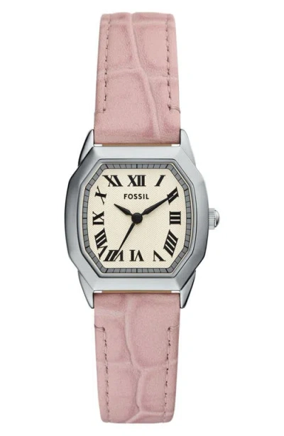 FOSSIL FOSSIL HARLOW CROC EMBOSSED LEATHER STRAP WATCH, 27MM