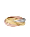 Fossil Harlow Interlocking Links Tri-tone Stainless Steel Band Ring In Tri-tone