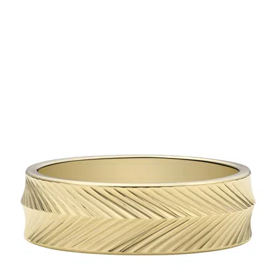 Fossil Harlow Linear Texture Gold-tone Stainless Steel Band Ring