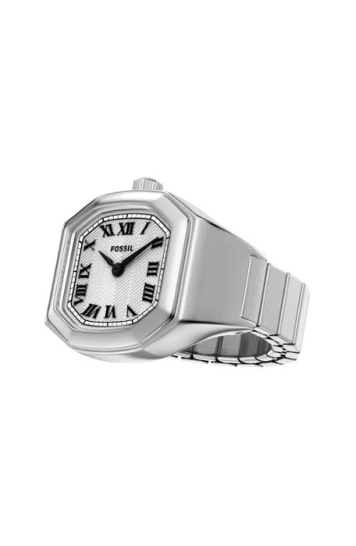 Fossil Harlow Two-hand Gold-tone Stainless Steel Watch Ring, 16mm In Silver