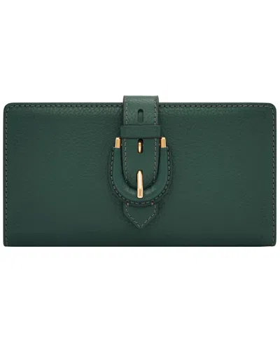 Fossil Harwell Suede Tab Bifold Wallet In Viridian