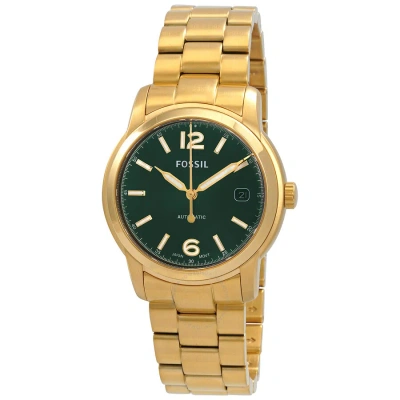 Fossil Heritage Quartz Green Dial Ladies Watch Me3235 In Gold Tone / Green