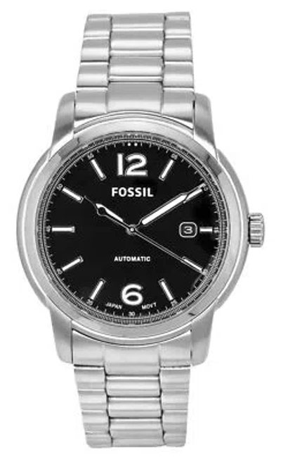 Pre-owned Fossil Heritage Stainless Steel Black Dial Date Automatic Me3223 Unisex Watch