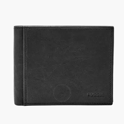 Fossil Ingram Leather Rfid Bifold With Flip Id Wallet In Black