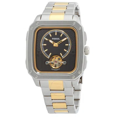 Fossil Inscription Automatic Black Dial Men's Watch Me3237 In Two Tone  / Black / Gold Tone