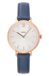 Fossil Jacqueline Two Hand Quartz Leather Strap Watch, 36mm In Gold