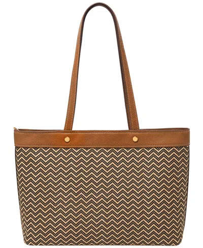 Fossil Jessie Large Tote Bag In Chevron Straw