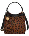 Fossil Jessie Leather Bucket Small Crossbody Bag In Black,leopard