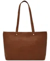 Fossil Jessie Leather Top Zip Tote Bag In Medium Brown