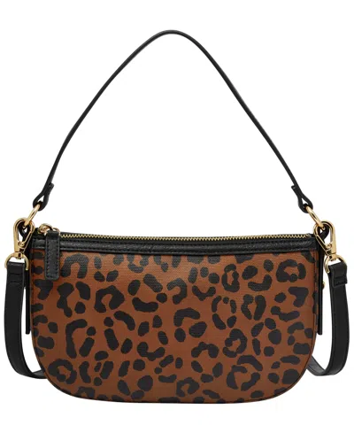 Fossil Jolie Leather Small Crossbody Bag In Black,leopard