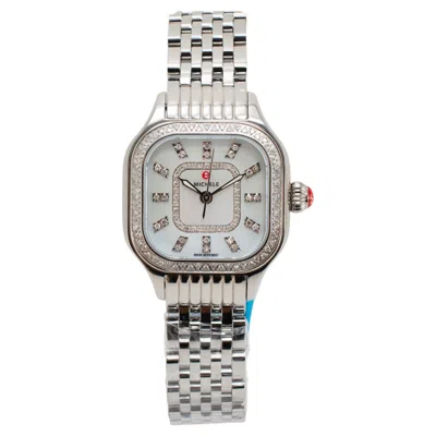 Pre-owned Fossil Ladies Michele By  Meggie 29mm Mww33b000001 Mop Diamond Steel Quartz Watch In Multiple