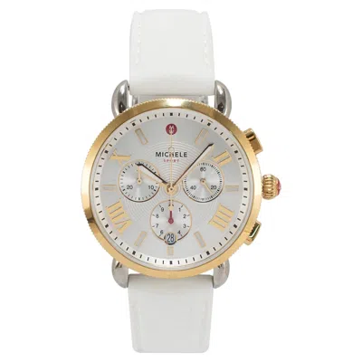Pre-owned Fossil Ladies Michele By  Sport Sail 38mm Mww01p000017 Silver Dial Quartz Watch In Multiple