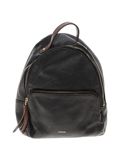 Pre-owned Fossil Leather Backpack In Black