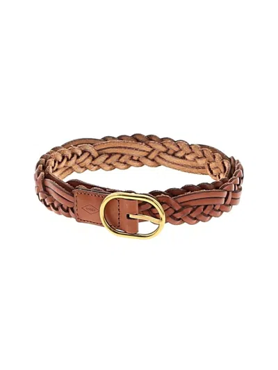 Pre-owned Fossil Leather Belt In Brown