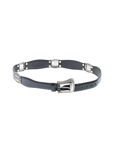 Pre-owned Fossil Leather Belt In Gray