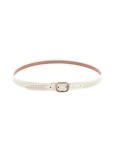Pre-owned Fossil Leather Belt In Ivory