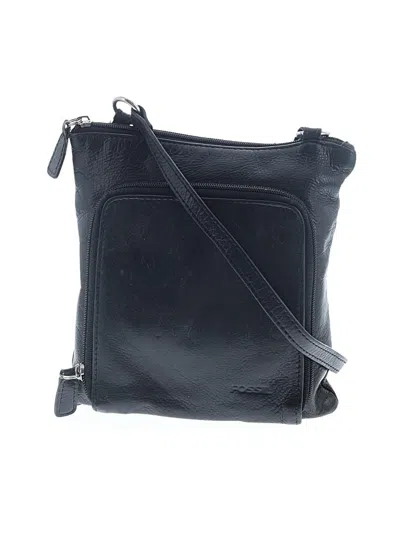 Pre-owned Fossil Leather Crossbody Bag In Black