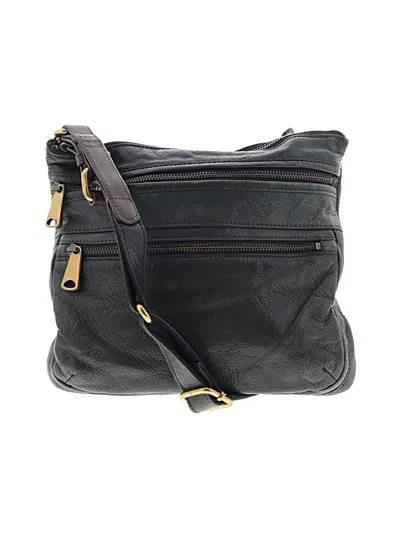 Pre-owned Fossil Leather Crossbody Bag In Black