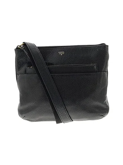 Pre-owned Fossil Leather Crossbody Bag In Black