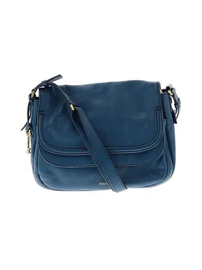 Pre-owned Fossil Leather Crossbody Bag In Blue