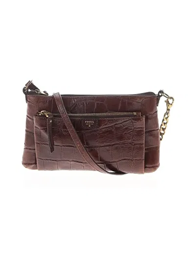 Pre-owned Fossil Leather Crossbody Bag In Burgundy