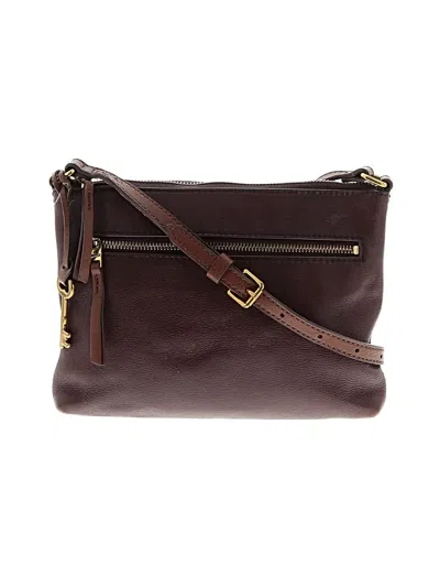 Pre-owned Fossil Leather Crossbody Bag In Burgundy