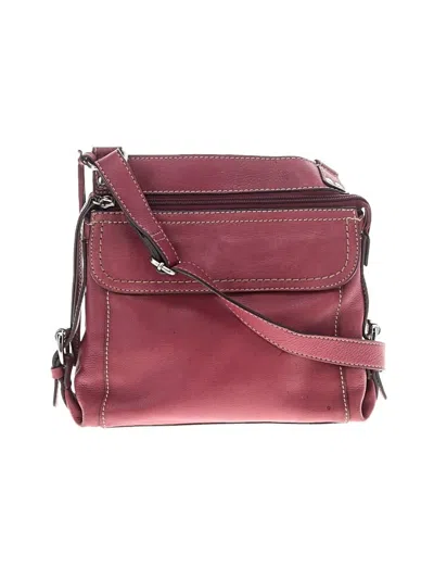 Pre-owned Fossil Leather Crossbody Bag In Burgundy