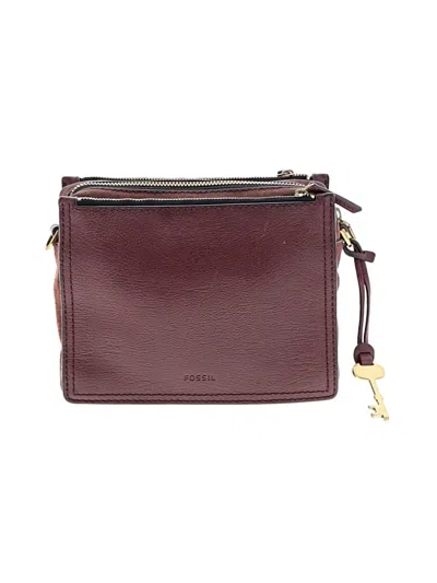 Pre-owned Fossil Leather Crossbody Bag In Burgundy