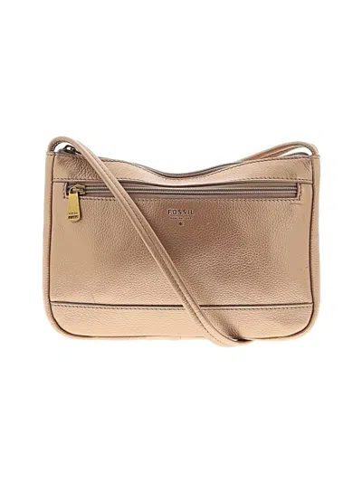 Pre-owned Fossil Leather Crossbody Bag In Gold