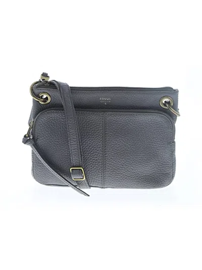 Pre-owned Fossil Leather Crossbody Bag In Gray