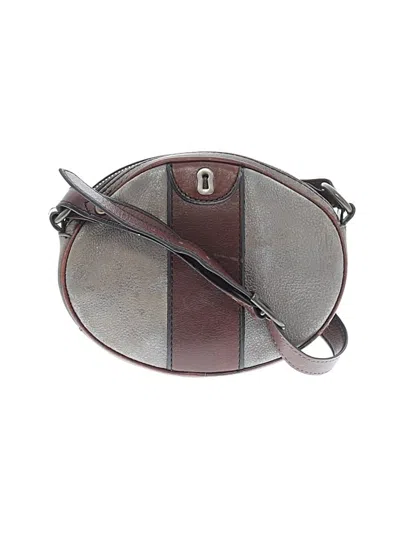 Pre-owned Fossil Leather Crossbody Bag In Gray