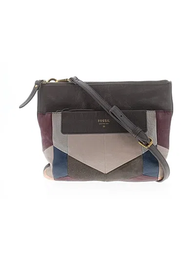 Pre-owned Fossil Leather Crossbody Bag In Gray