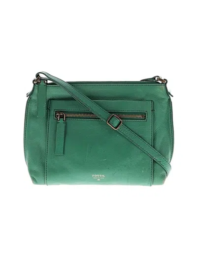 Pre-owned Fossil Leather Crossbody Bag In Green