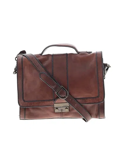 Pre-owned Fossil Leather Messenger In Brown